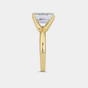 Gilded 3 Carat Lab-Grown Diamond Emerald-Cut Classic Solitaire Ring