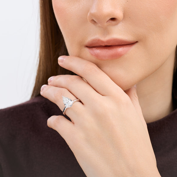 3 Carat Lab-Grown Diamond Pear-Shaped Classic Solitaire Ring — GILDED New York
