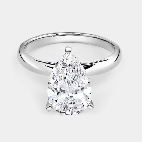 Gilded 3 Carat Lab-Grown Diamond Pear-Shaped Classic Solitaire Ring
