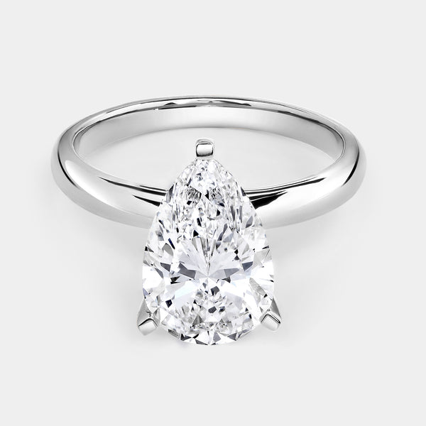 3 Carat Lab-Grown Diamond Pear-Shaped Classic Solitaire Ring — GILDED New York