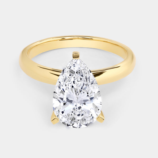 3 Carat Lab-Grown Diamond Pear-Shaped Classic Solitaire Ring — GILDED New York