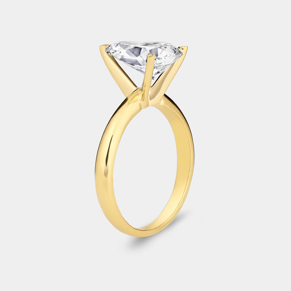 3 Carat Lab-Grown Diamond Pear-Shaped Classic Solitaire Ring — GILDED New York