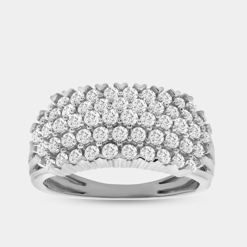 Gilded 1 Carat Lab-Grown Diamond Five-Row Domed V-Prong-Set Anniversary Band