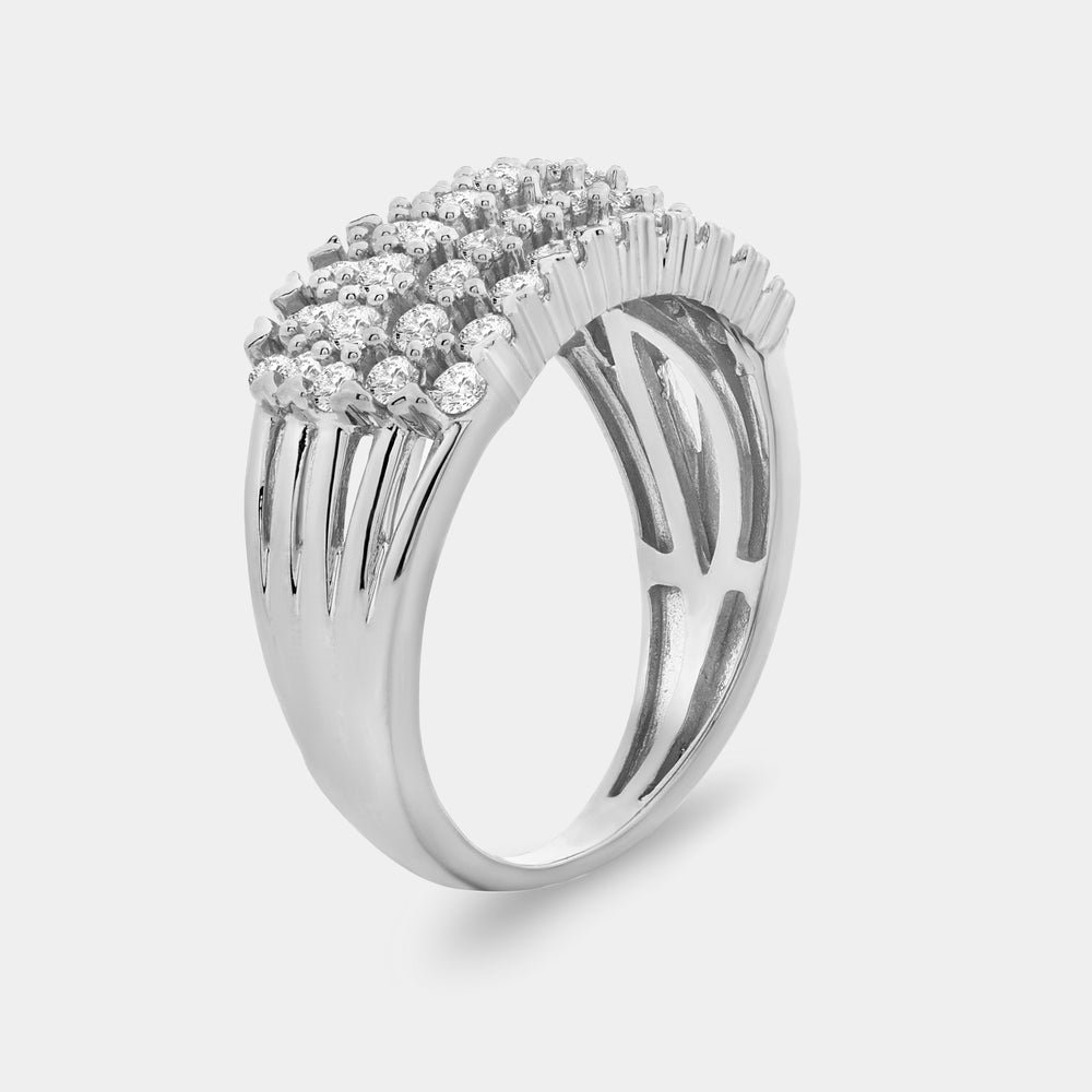 Gilded 1 Carat Lab-Grown Diamond Five-Row Domed V-Prong-Set Anniversary Band