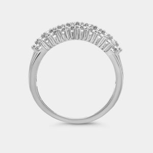Gilded 1 Carat Lab-Grown Diamond Five-Row Domed V-Prong-Set Anniversary Band