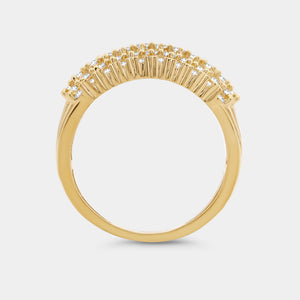 Gilded 1 Carat Lab-Grown Diamond Five-Row Domed V-Prong-Set Anniversary Band