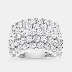 Gilded 5 Carat Lab-Grown Diamond Five-Row Domed Prong-Set Anniversary Band