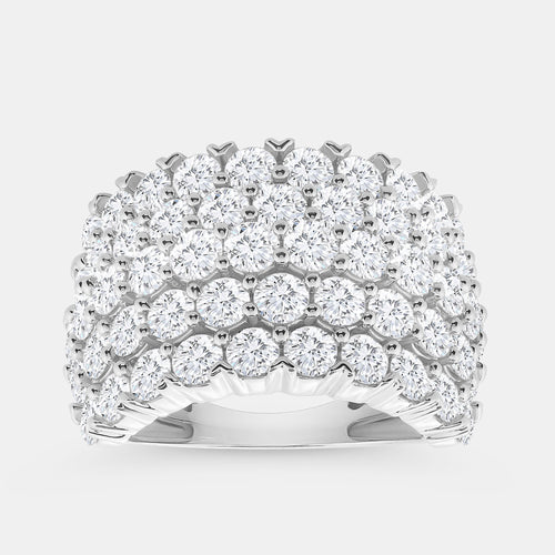 Gilded 5 Carat Lab-Grown Diamond Five-Row Domed Prong-Set Anniversary Band