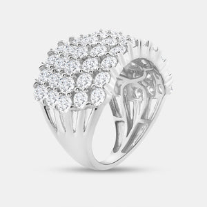 Gilded 5 Carat Lab-Grown Diamond Five-Row Domed Prong-Set Anniversary Band
