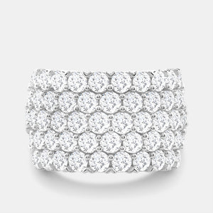 Gilded 5 Carat Lab-Grown Diamond Five-Row Domed Prong-Set Anniversary Band