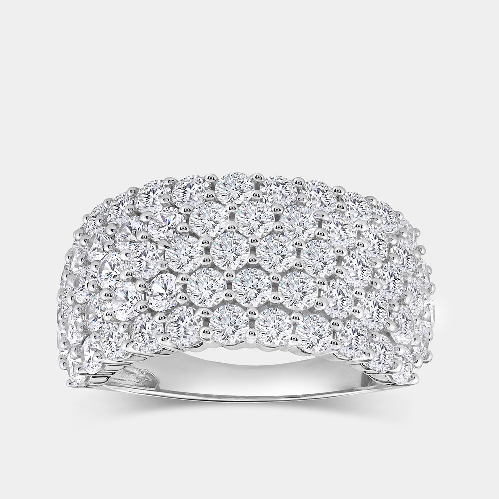 Gilded 3 Carat Lab-Grown Diamond Five-Row Honeycomb-Setting Anniversary Band