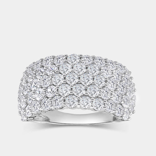 Gilded 3 Carat Lab-Grown Diamond Five-Row Honeycomb-Setting Anniversary Band