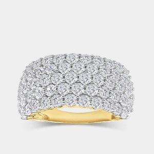 Gilded 3 Carat Lab-Grown Diamond Five-Row Honeycomb-Setting Anniversary Band