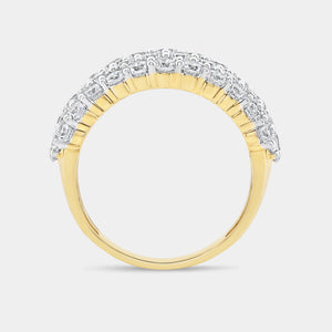 Gilded 3 Carat Lab-Grown Diamond Five-Row Honeycomb-Setting Anniversary Band