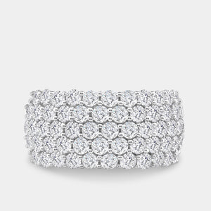 Gilded 3 Carat Lab-Grown Diamond Five-Row Honeycomb-Setting Anniversary Band