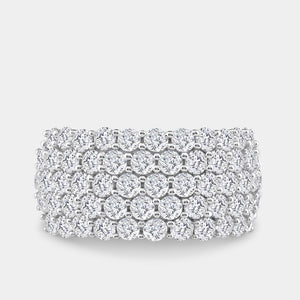Gilded 3 Carat Lab-Grown Diamond Five-Row Honeycomb-Setting Anniversary Band