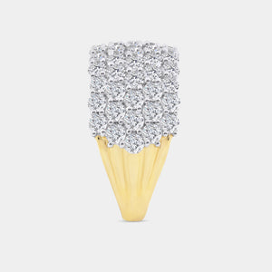 Gilded 3 Carat Lab-Grown Diamond Five-Row Honeycomb-Setting Anniversary Band