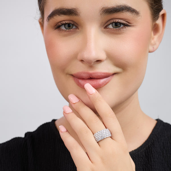 3 Carat Lab-Grown Diamond Five-Row Honeycomb-Setting Anniversary Band — GILDED New York