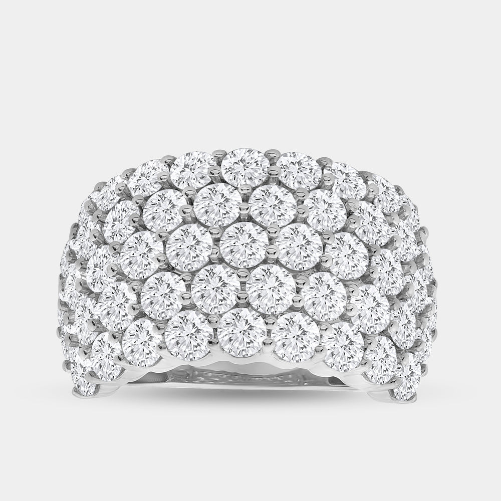 Gilded 5 Carat Lab-Grown Diamond Five Row Domed Prong-Set Anniversary Band