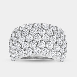 Gilded 5 Carat Lab-Grown Diamond Five Row Domed Prong-Set Anniversary Band