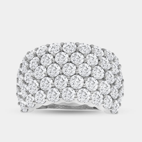 Gilded 5 Carat Lab-Grown Diamond Five Row Domed Prong-Set Anniversary Band