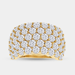 Gilded 5 Carat Lab-Grown Diamond Five Row Domed Prong-Set Anniversary Band