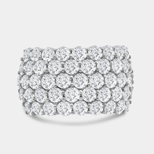 Gilded 5 Carat Lab-Grown Diamond Five Row Domed Prong-Set Anniversary Band