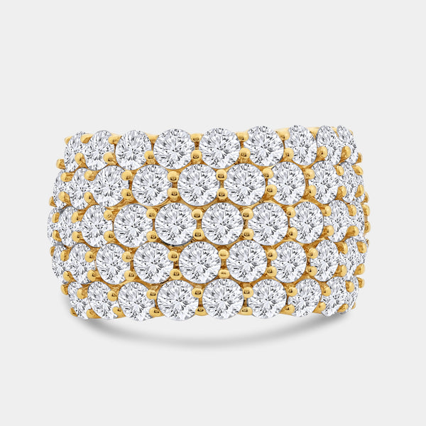 5 Carat Lab-Grown Diamond Five Row Domed Prong-Set Anniversary Band — GILDED New York
