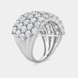 Gilded 5 Carat Lab-Grown Diamond Five Row Domed Prong-Set Anniversary Band