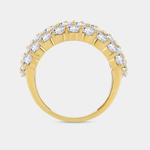 Gilded 5 Carat Lab-Grown Diamond Five Row Domed Prong-Set Anniversary Band