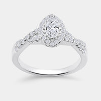 Gilded 3/4 Carat Lab-Grown Diamond Marquise-Shaped Halo Engagement Ring with a Braided Shank