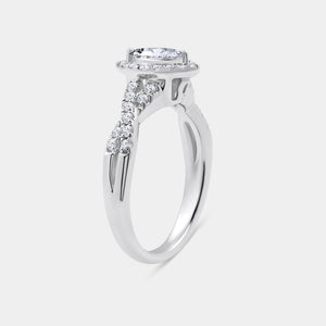 Gilded 3/4 Carat Lab-Grown Diamond Marquise-Shaped Halo Engagement Ring with a Braided Shank