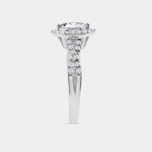 Gilded 3/4 Carat Lab-Grown Diamond Marquise-Shaped Halo Engagement Ring with a Braided Shank