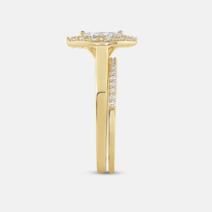 Gilded 3/4 Carat Lab-Grown Diamond Marquise-Shaped Halo Bridal Ring Set