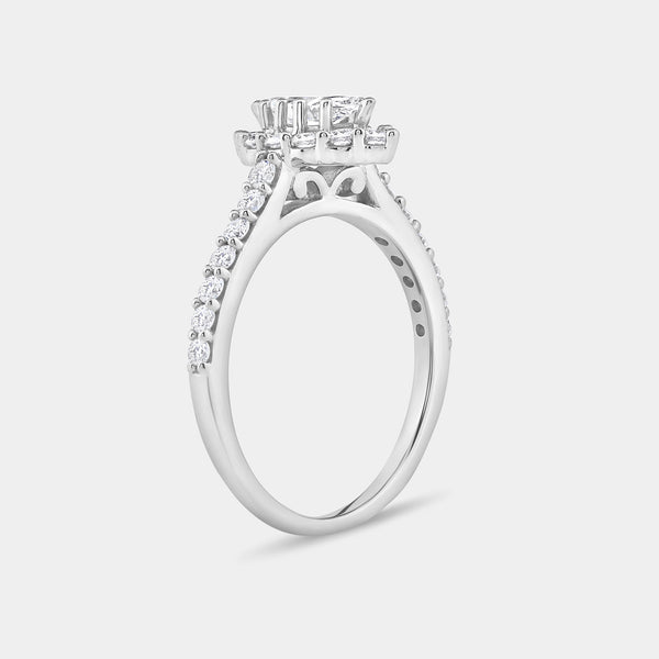 1 Carat Lab-Grown Diamond Marquise-Shaped Halo Engagement Ring with a Classic Shank — GILDED New York