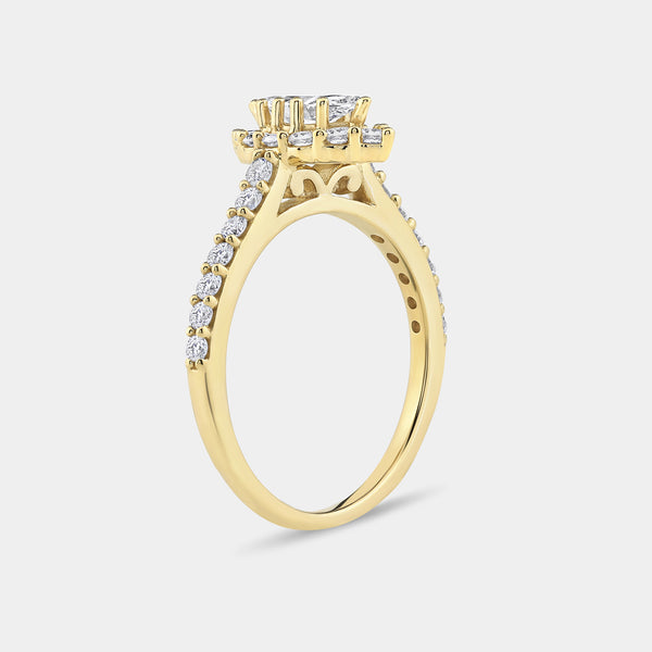 1 Carat Lab-Grown Diamond Marquise-Shaped Halo Engagement Ring with a Classic Shank — GILDED New York