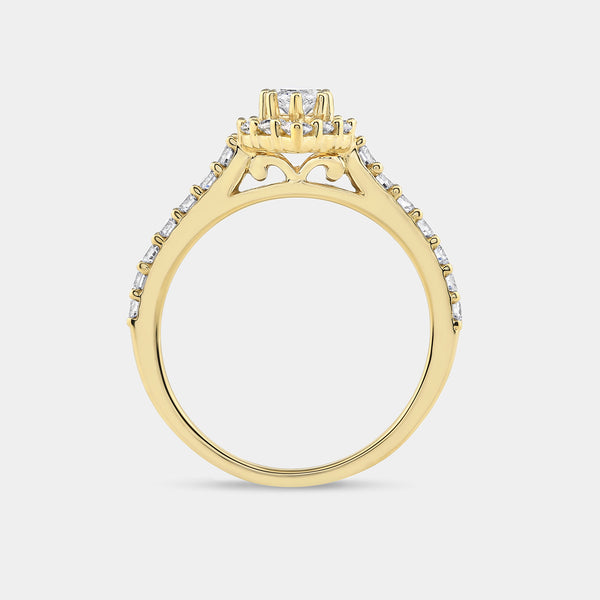 1 Carat Lab-Grown Diamond Marquise-Shaped Halo Engagement Ring with a Classic Shank — GILDED New York