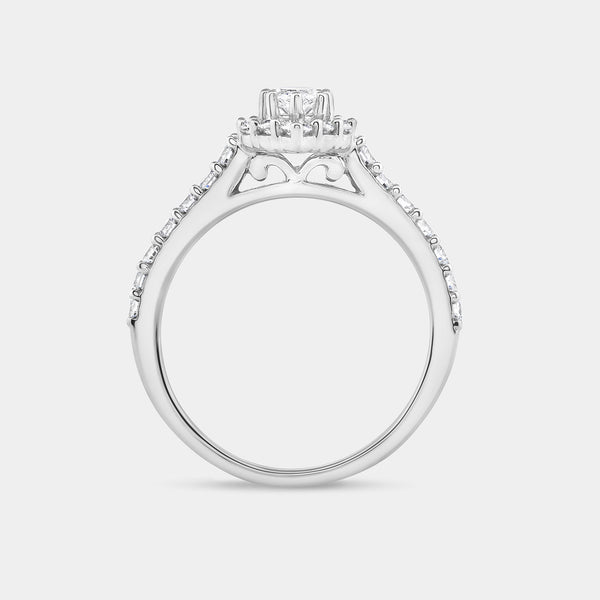1 Carat Lab-Grown Diamond Marquise-Shaped Halo Engagement Ring with a Classic Shank — GILDED New York