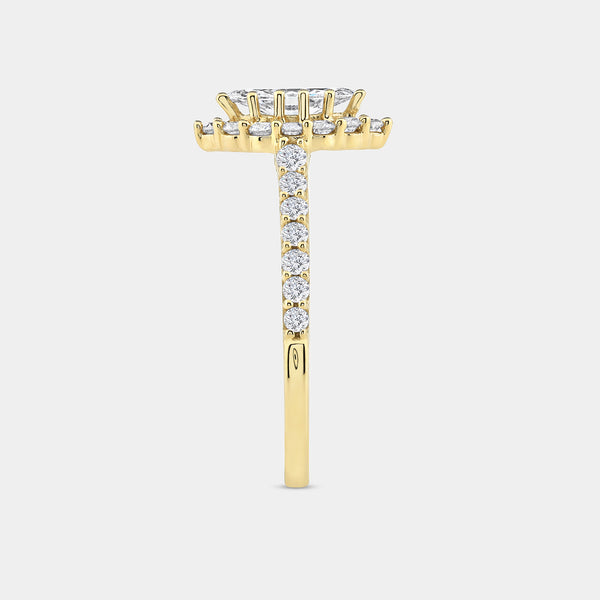 1 Carat Lab-Grown Diamond Marquise-Shaped Halo Engagement Ring with a Classic Shank — GILDED New York