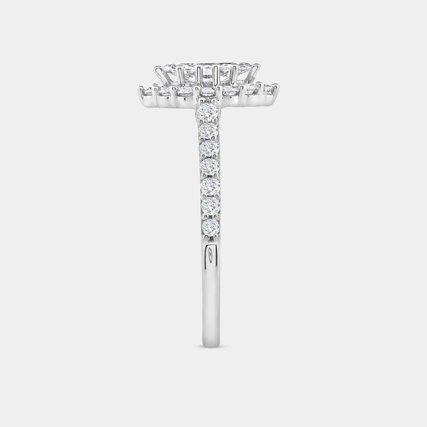 1 Carat Lab-Grown Diamond Marquise-Shaped Halo Engagement Ring with a Classic Shank — GILDED New York