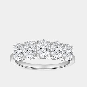 Gilded 1 and 7/8 Carat Lab-Grown Diamond Oval-Shaped Five-Stone Ring
