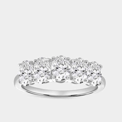 Gilded 1 and 7/8 Carat Lab-Grown Diamond Oval-Shaped Five-Stone Ring