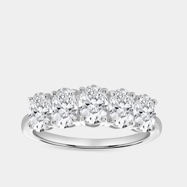 1 and 7/8 Carat Lab-Grown Diamond Oval-Shaped Five-Stone Ring — GILDED New York