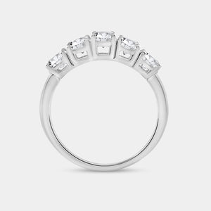 Gilded 1 and 7/8 Carat Lab-Grown Diamond Oval-Shaped Five-Stone Ring
