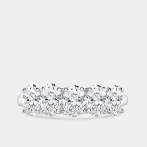 Gilded 1 and 7/8 Carat Lab-Grown Diamond Oval-Shaped Five-Stone Ring