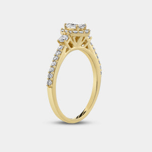 Gilded 3/4 Carat Lab-Grown Diamond Oval-Shaped Halo Engagement Ring with a Classic Shank