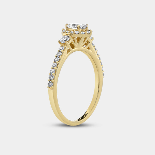 3/4 Carat Lab-Grown Diamond Oval-Shaped Halo Engagement Ring with a Classic Shank — GILDED New York