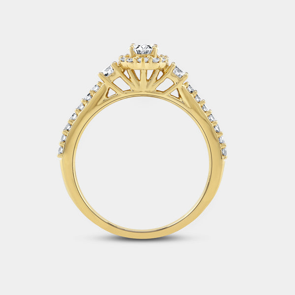 3/4 Carat Lab-Grown Diamond Oval-Shaped Halo Engagement Ring with a Classic Shank — GILDED New York