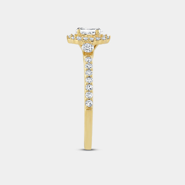 3/4 Carat Lab-Grown Diamond Oval-Shaped Halo Engagement Ring with a Classic Shank — GILDED New York
