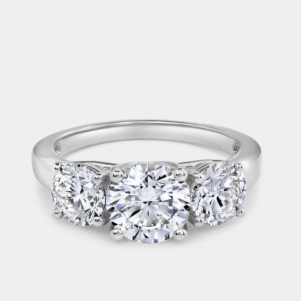 3 Carat Lab-Grown Diamond Round-Shaped Three-Stone Ring — GILDED New York